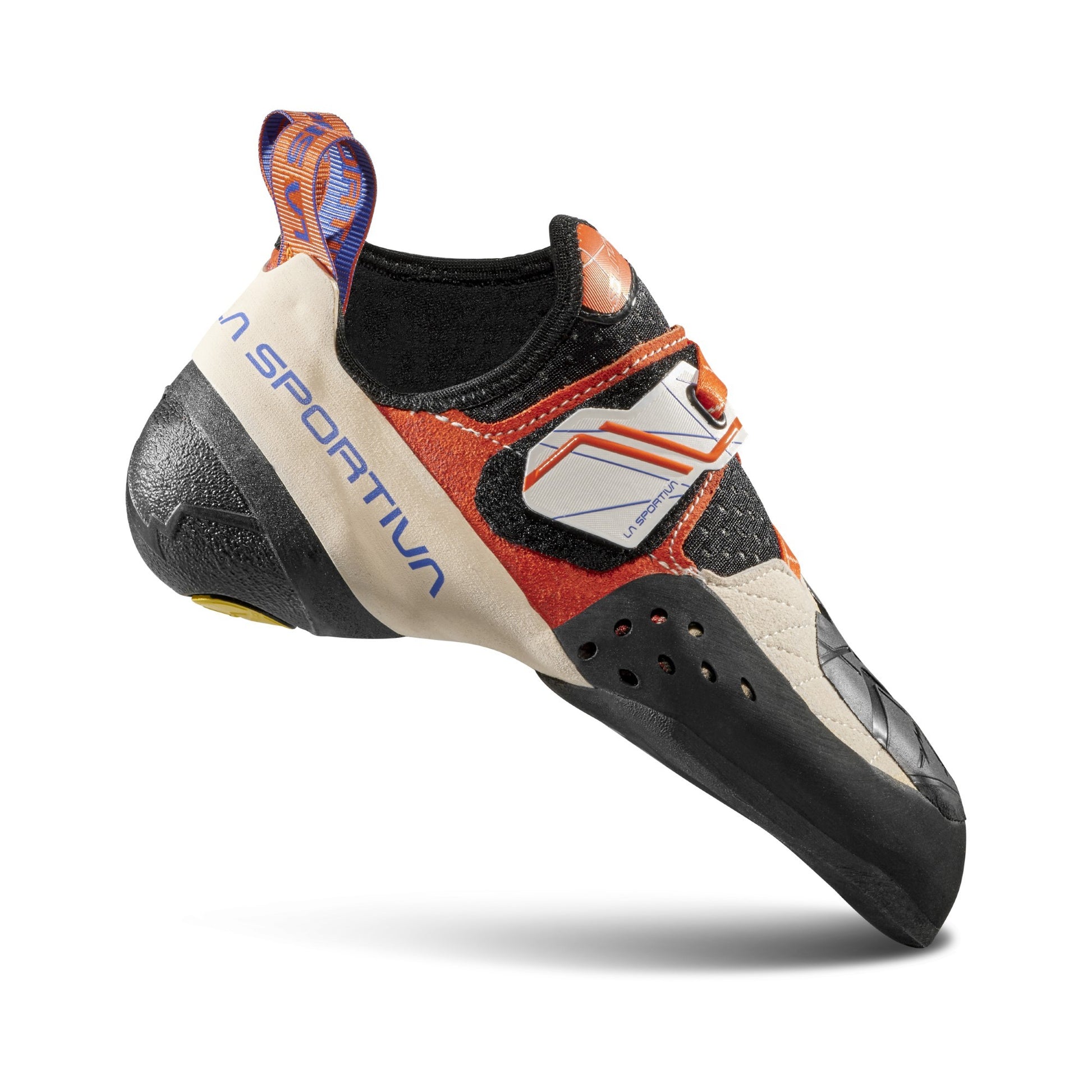 Climbing shoe with colorful design on a white background
