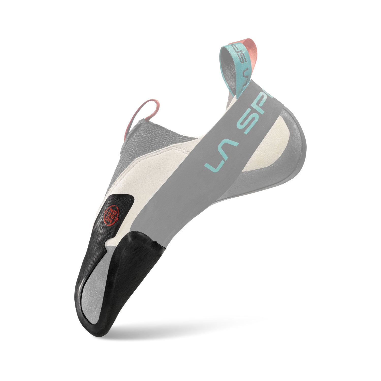 Gray climbing shoe with brand logo on a white background